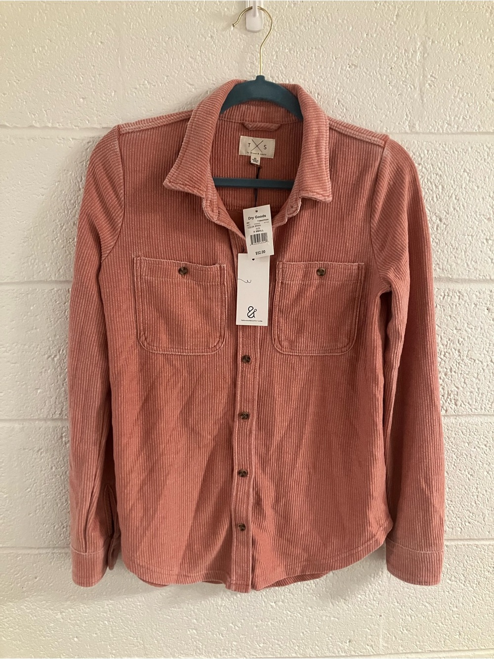 Dry Goods Corduroy Button-Up Top in Dusty Rose